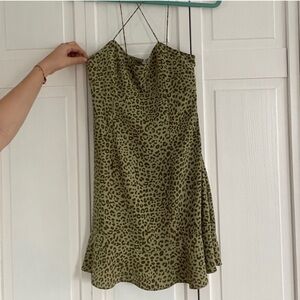 Zara Green Leopard Print Mini Dress
